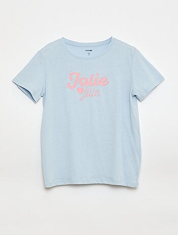 T-shirt imprimé message à manches courtes