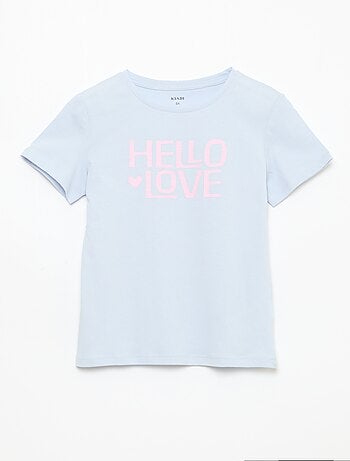 T-shirt imprimé message à manches courtes