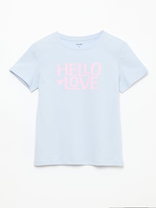 T-shirt imprimé message à manches courtes