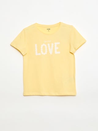 T-shirt imprimé message à manches courtes