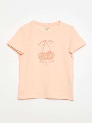 T-shirt imprimé message à manches courtes
