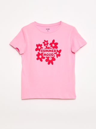 T-shirt imprimé message à manches courtes