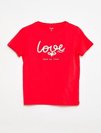 T-shirt imprimé message à manches courtes