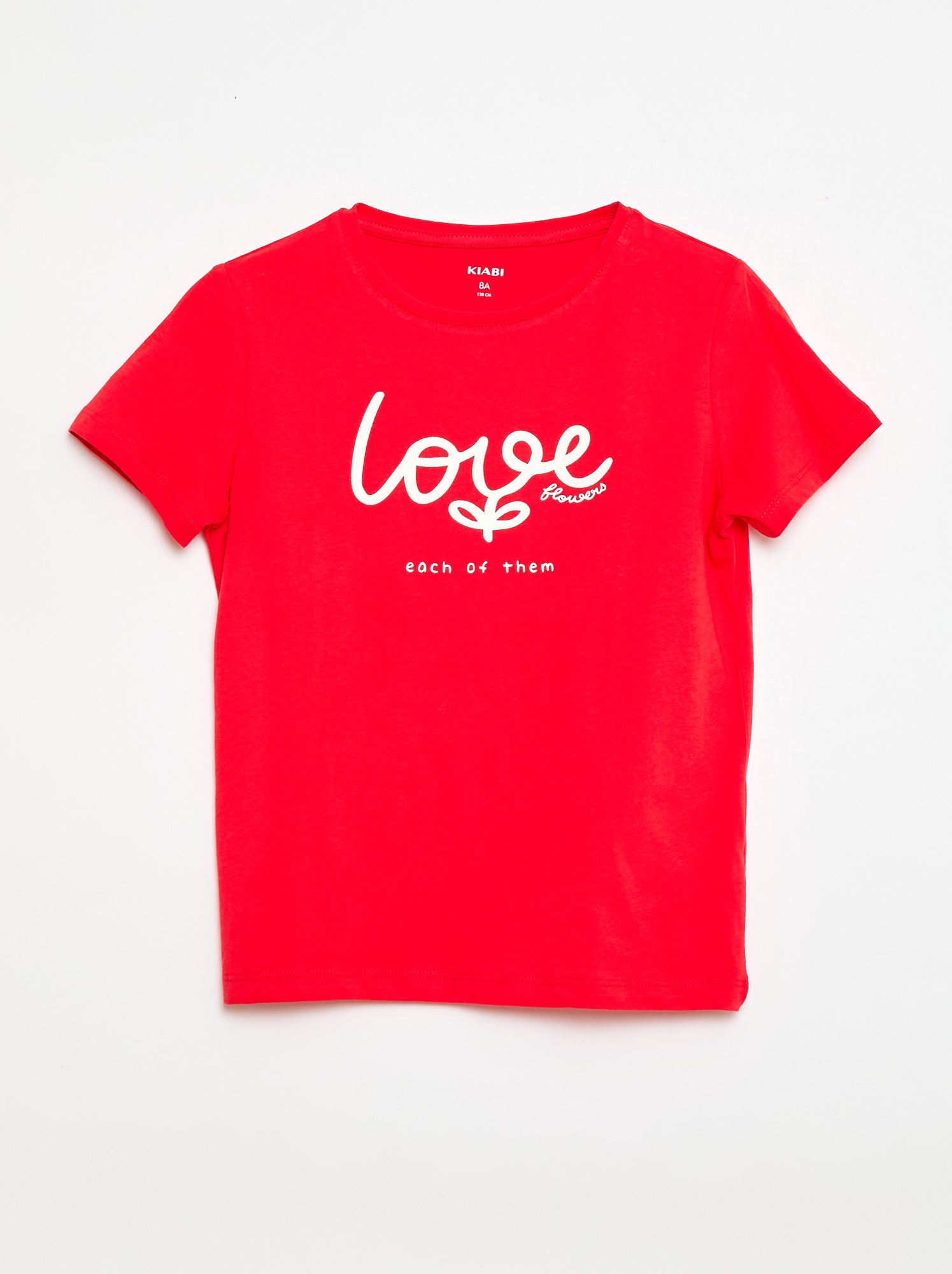 T-shirt imprimé message à manches courtes