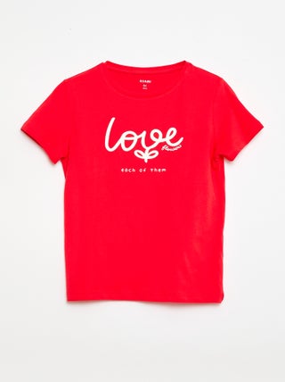 T-shirt imprimé message à manches courtes