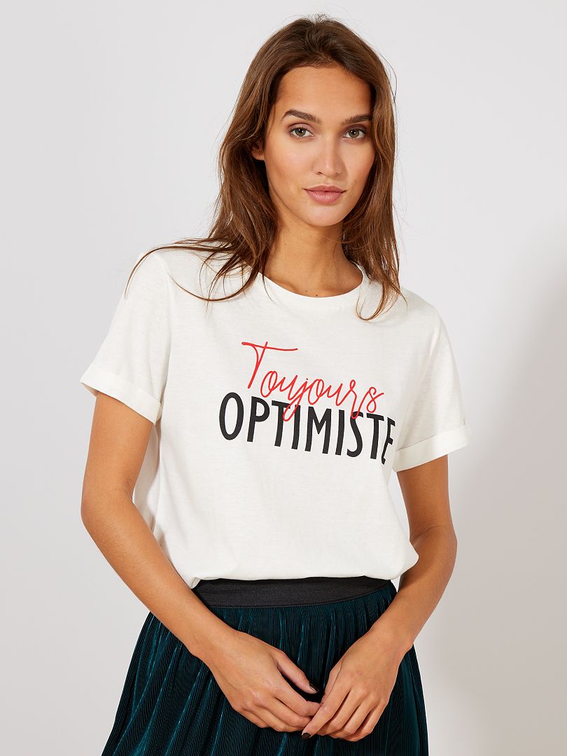 T-shirt imprimé message blanc optimiste - Kiabi