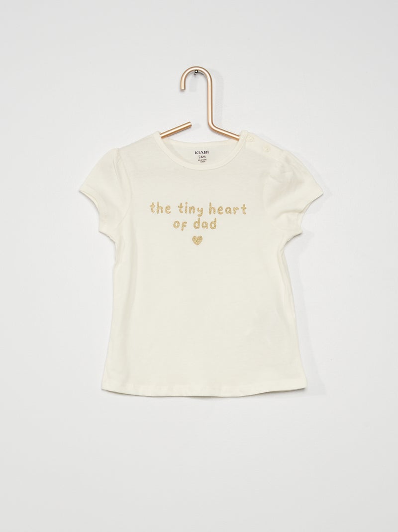 T-shirt imprimé message Ecru - Kiabi
