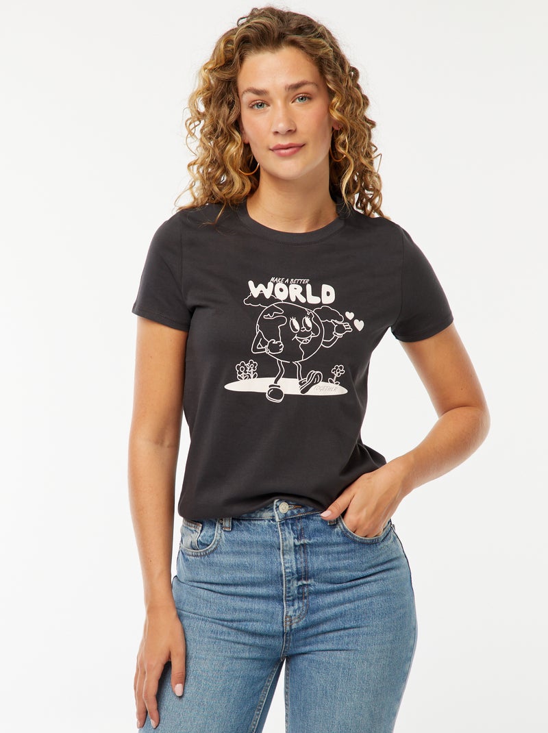 T-shirt imprimé Noir - Kiabi