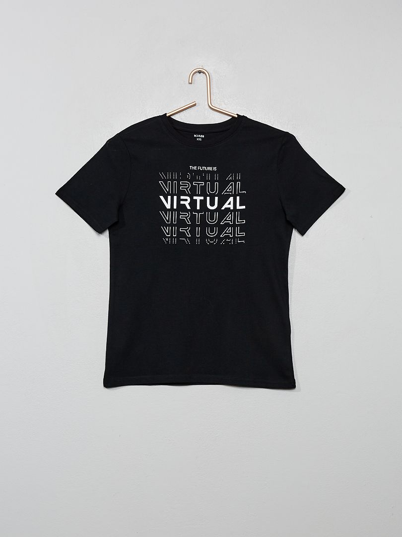 T-shirt imprimé noir/virtual - Kiabi