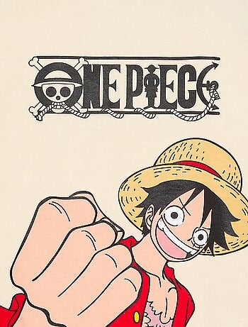 T-shirt imprimé 'One piece' manches courtes en coton