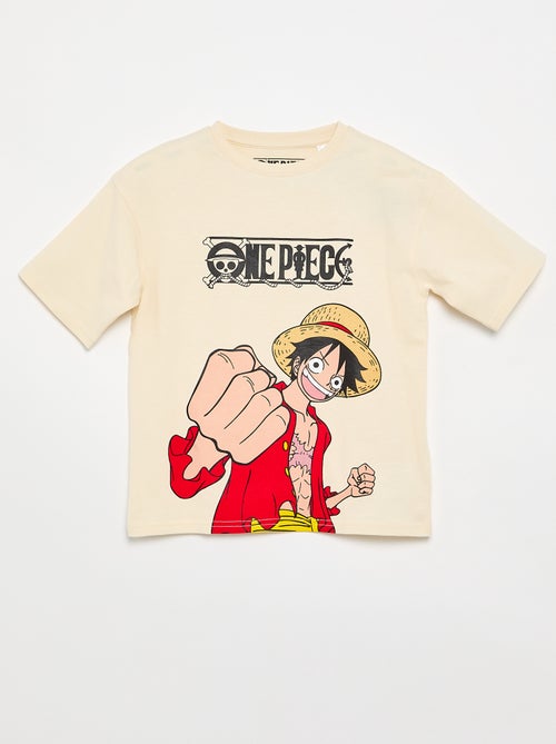 T-shirt imprimé 'One piece' manches courtes en coton - Kiabi