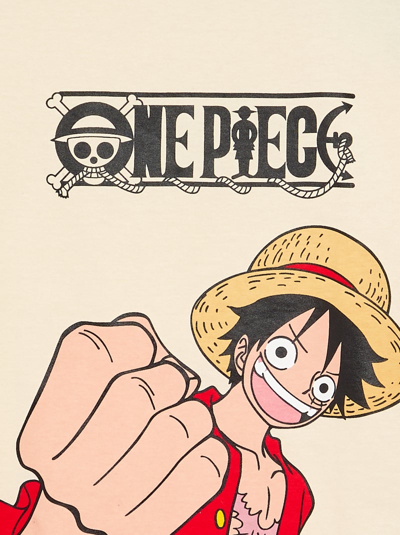T-shirt imprimé 'One piece' manches courtes en coton Beige - Kiabi