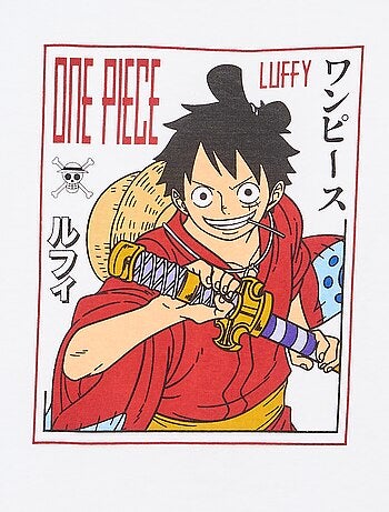 T-shirt imprimé 'One piece' manches courtes en coton