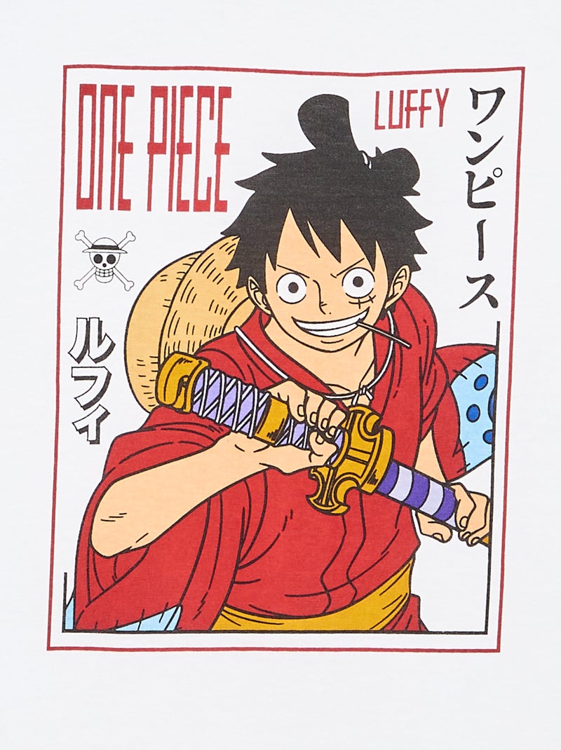 T-shirt imprimé 'One piece' manches courtes en coton Blanc - Kiabi