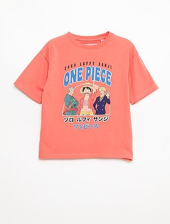 T-shirt imprimé 'One piece' manches courtes en coton