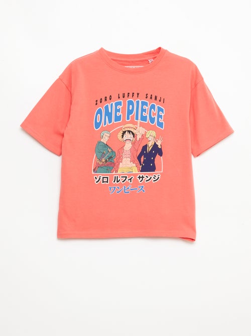 T-shirt imprimé 'One piece' manches courtes en coton - Kiabi