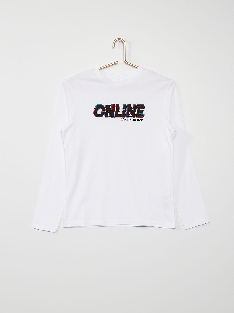 T-shirt imprimé 'online' blanc - Kiabi