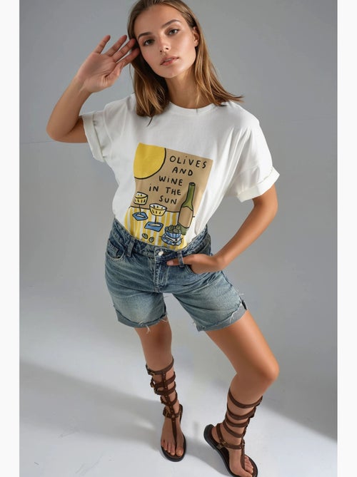 T-shirt imprimé oversize à col rond hiccup - Kiabi