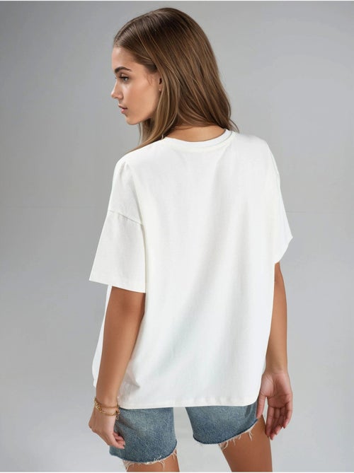 T-shirt imprimé oversize à col rond hiccup - Kiabi