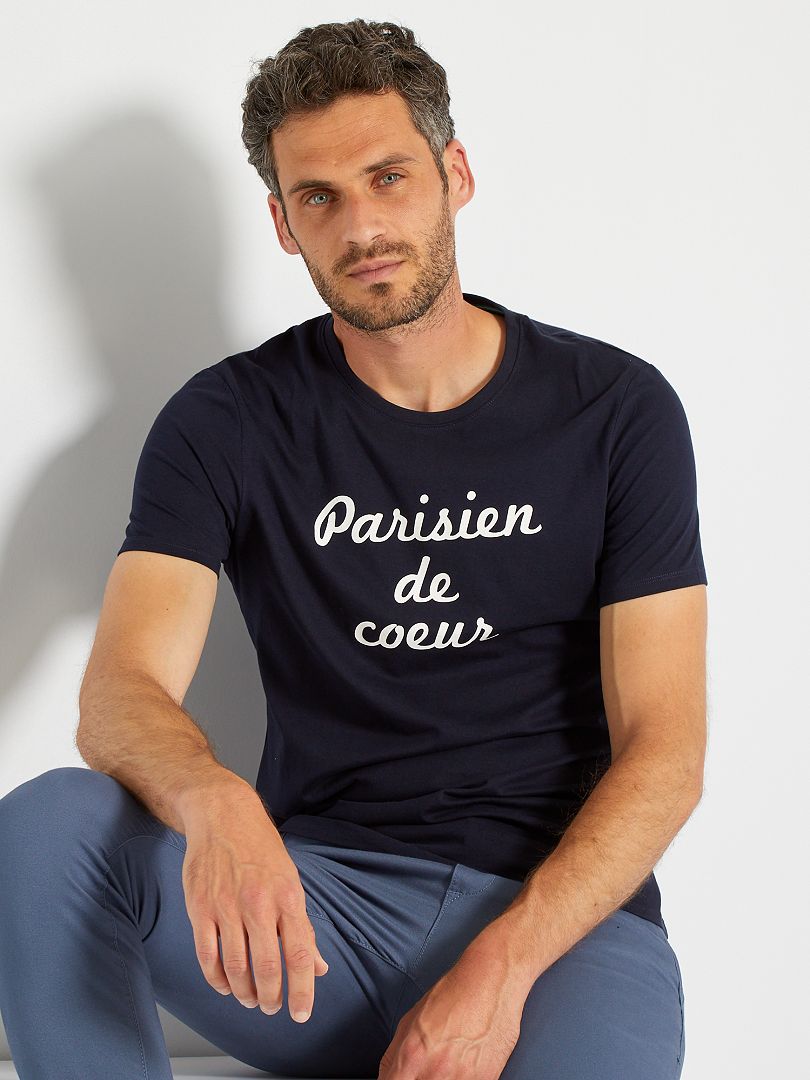 T-shirt imprimé Paris bleu marine - Kiabi