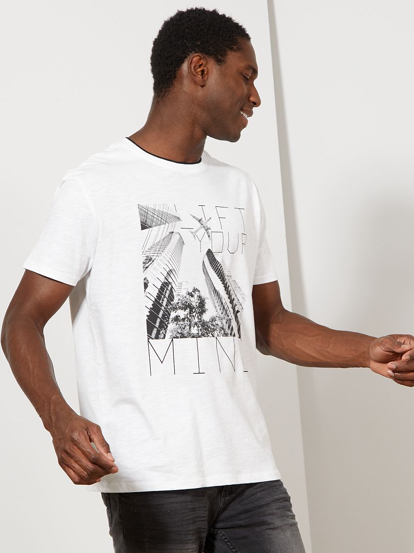 T-shirt imprimé photo blanc - Kiabi
