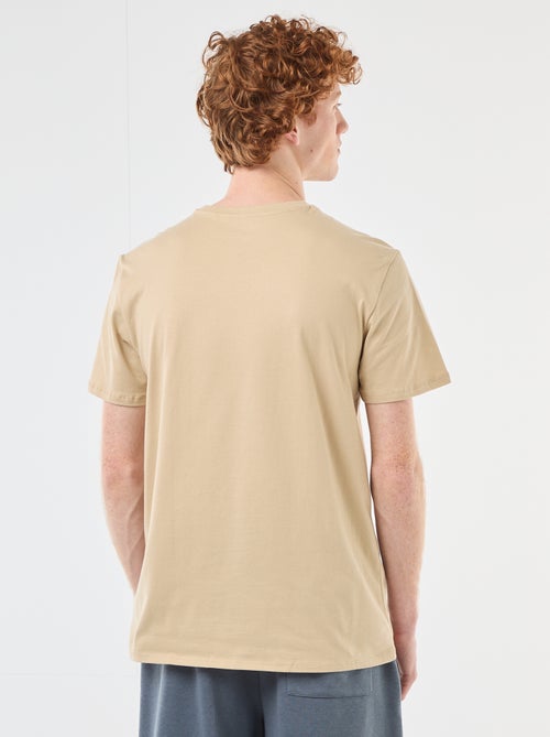 T-shirt imprimé placé en coton uni - Kiabi
