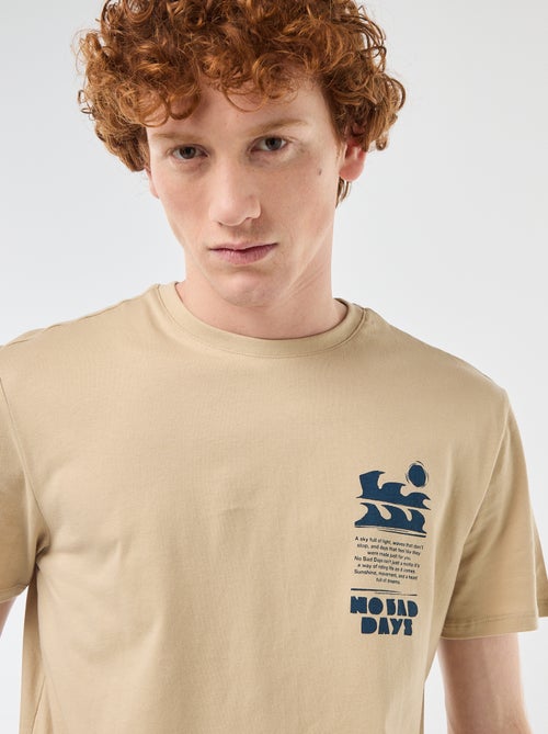 T-shirt imprimé placé en coton uni - Kiabi