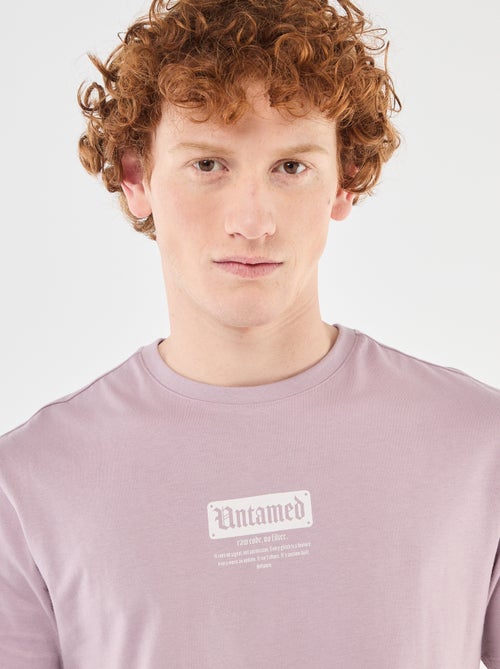 T-shirt imprimé placé en coton uni - Kiabi