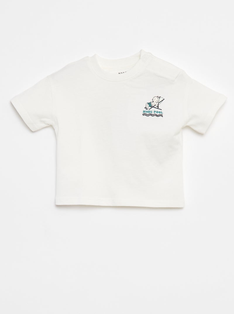 T-shirt imprimé poitrine & dos Blanc - Kiabi
