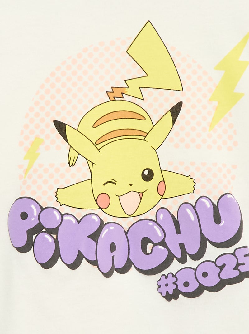T-shirt imprimé 'Pokémon' 'Pikachu' uni Blanc - Kiabi