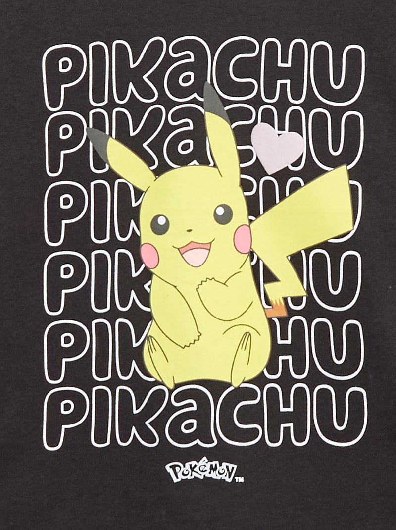 T-shirt imprimé 'Pokémon' 'Pikachu' uni Noir - Kiabi