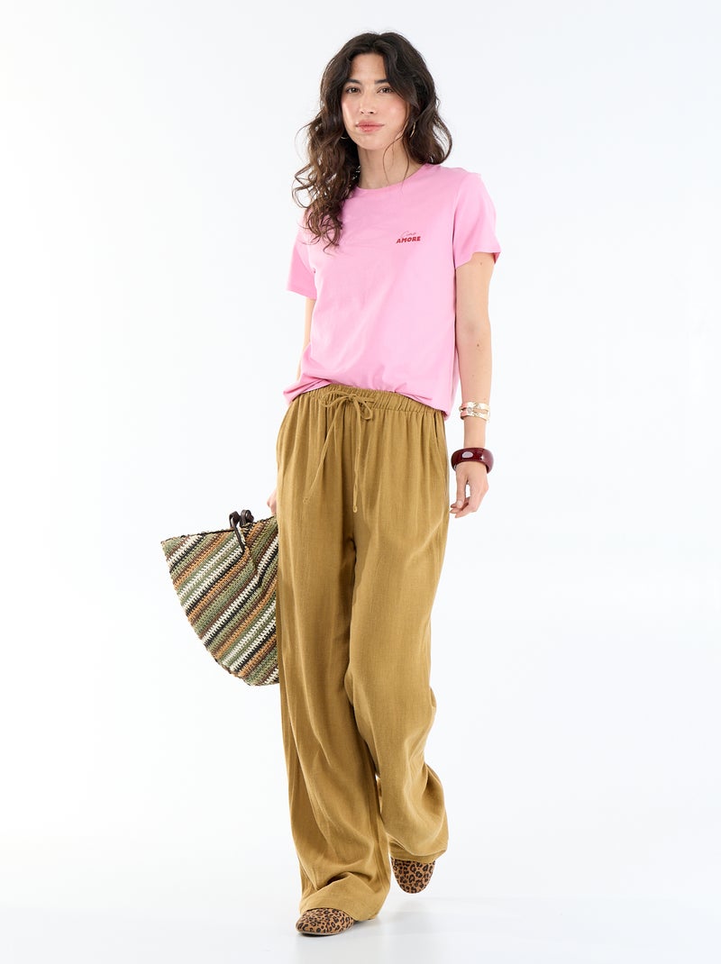 T-shirt imprimé Rose - Kiabi