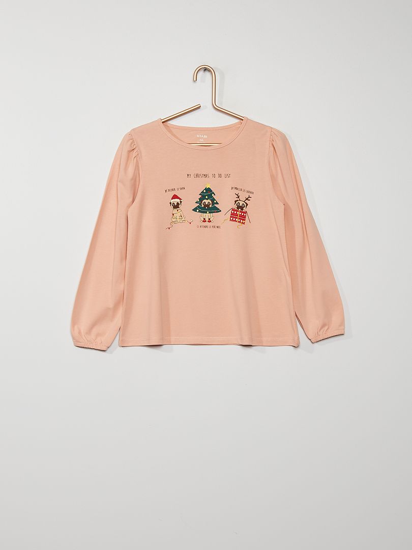 T-shirt imprimé rose/chien - Kiabi