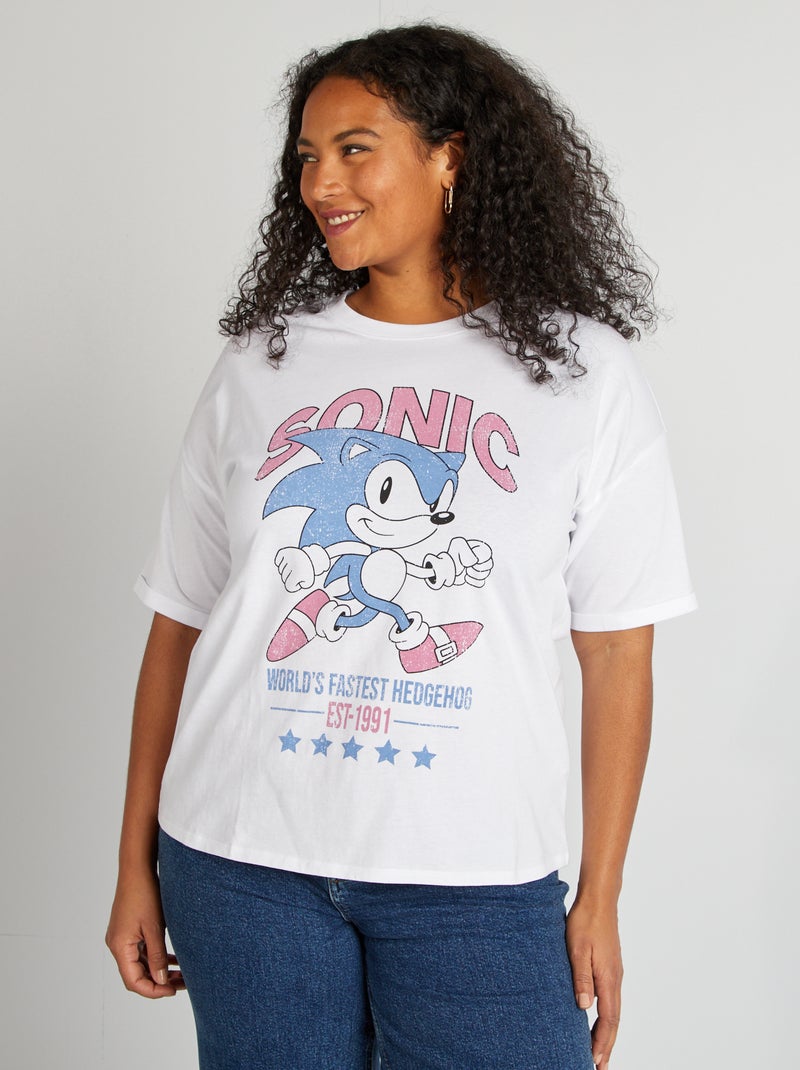 T-shirt imprimé 'Sonic' blanc - Kiabi