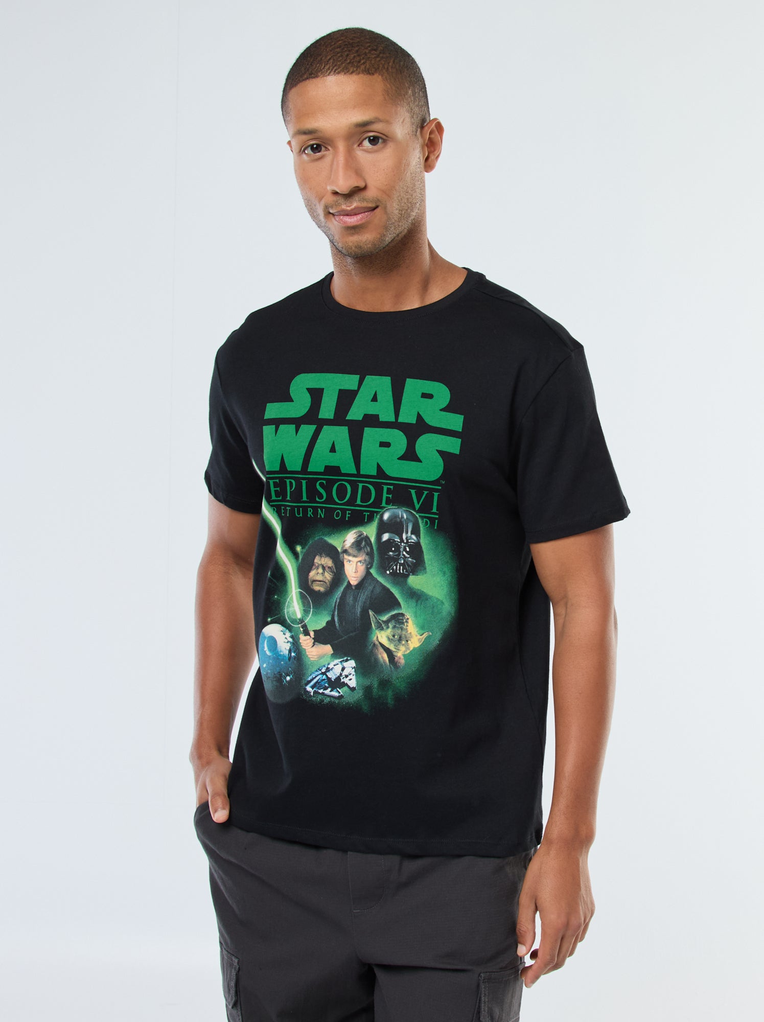 T-shirt Star Wars Enfant - Coton Jersey - Manches Courtes - Noir/Blanc - Tailles 3-8 Ans