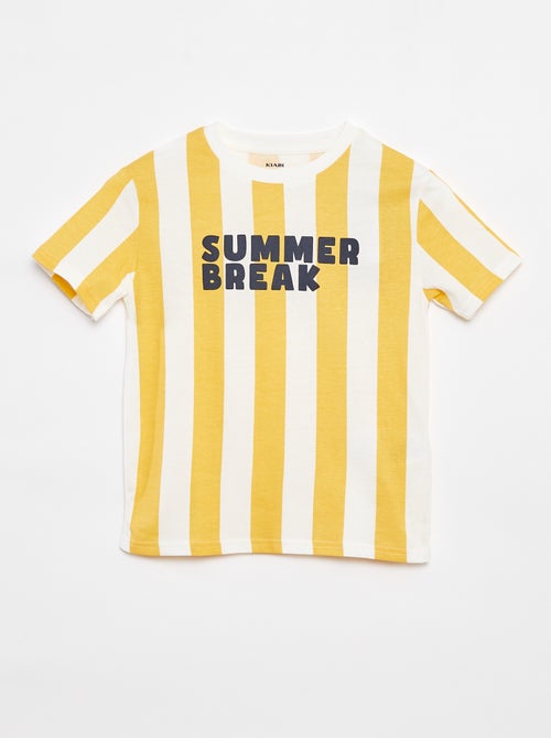 T-shirt imprimé 'summer' manches courtes à rayures - Kiabi
