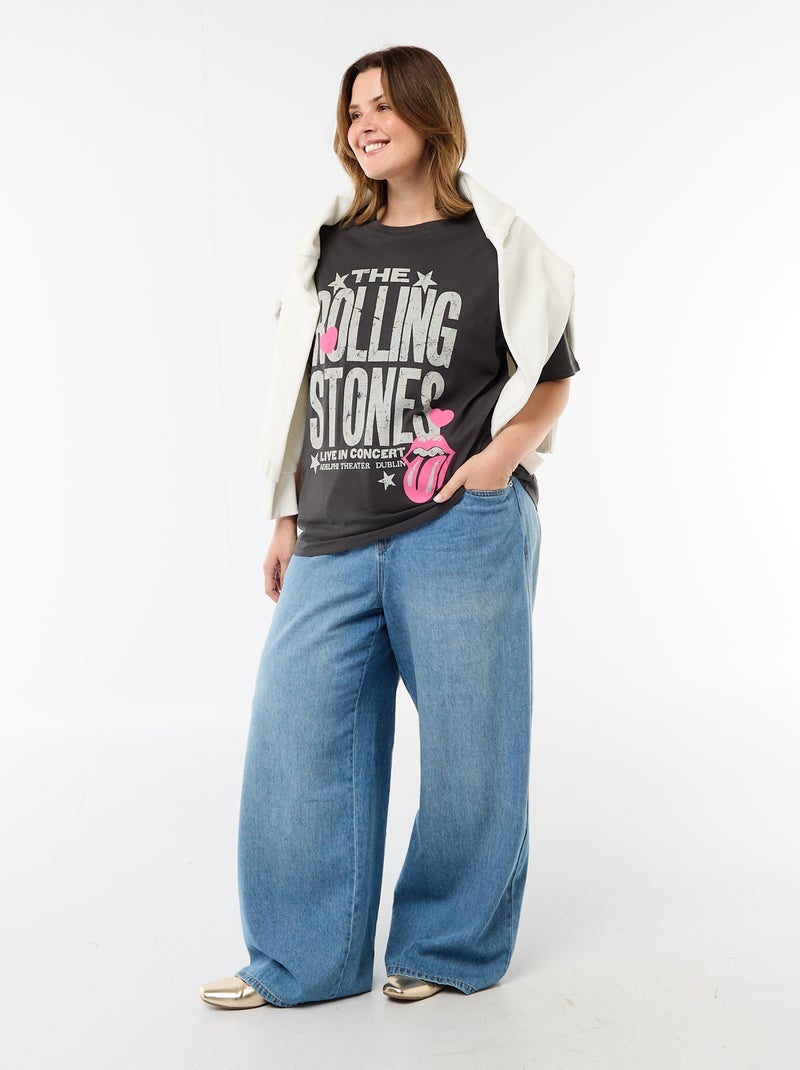T-shirt imprimé 'The Rolling Stones' manches courtes Noir - Kiabi