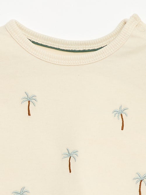 T-shirt imprimé tropique' manches courtes en coton - Kiabi