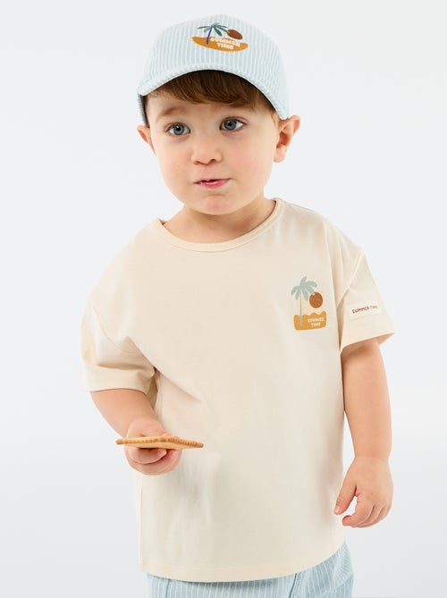 T-shirt imprimé tropique' manches courtes en coton - Kiabi