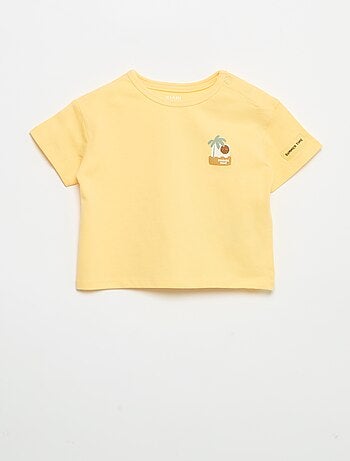 T-shirt imprimé tropique' manches courtes en coton