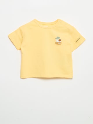 T-shirt imprimé tropique' manches courtes en coton