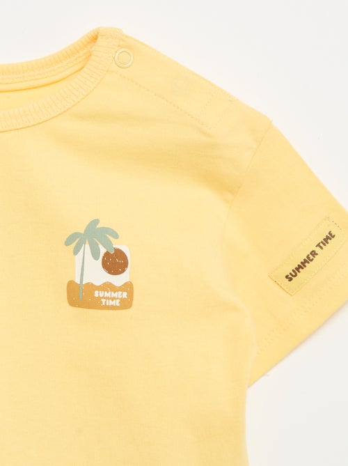 T-shirt imprimé tropique' manches courtes en coton - Kiabi
