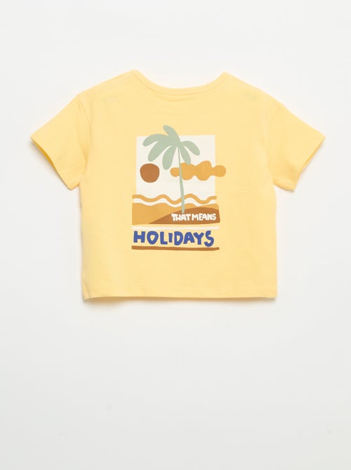 T-shirt imprimé tropique' manches courtes en coton - Kiabi