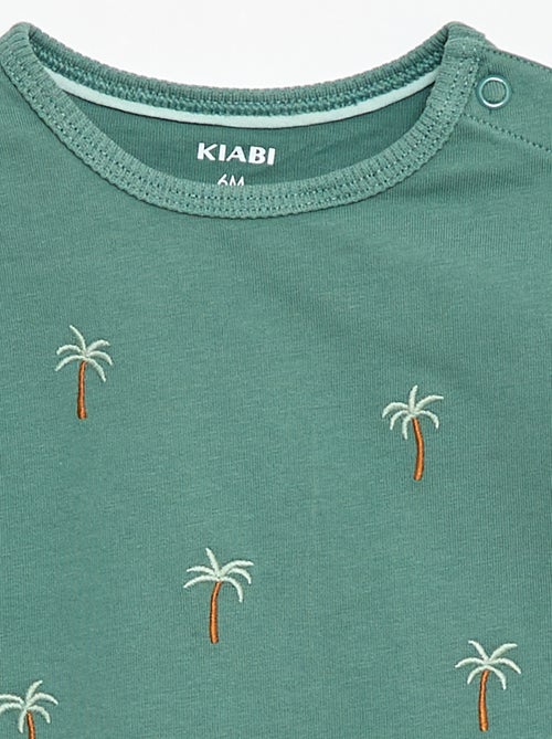 T-shirt imprimé tropique' manches courtes en coton - Kiabi