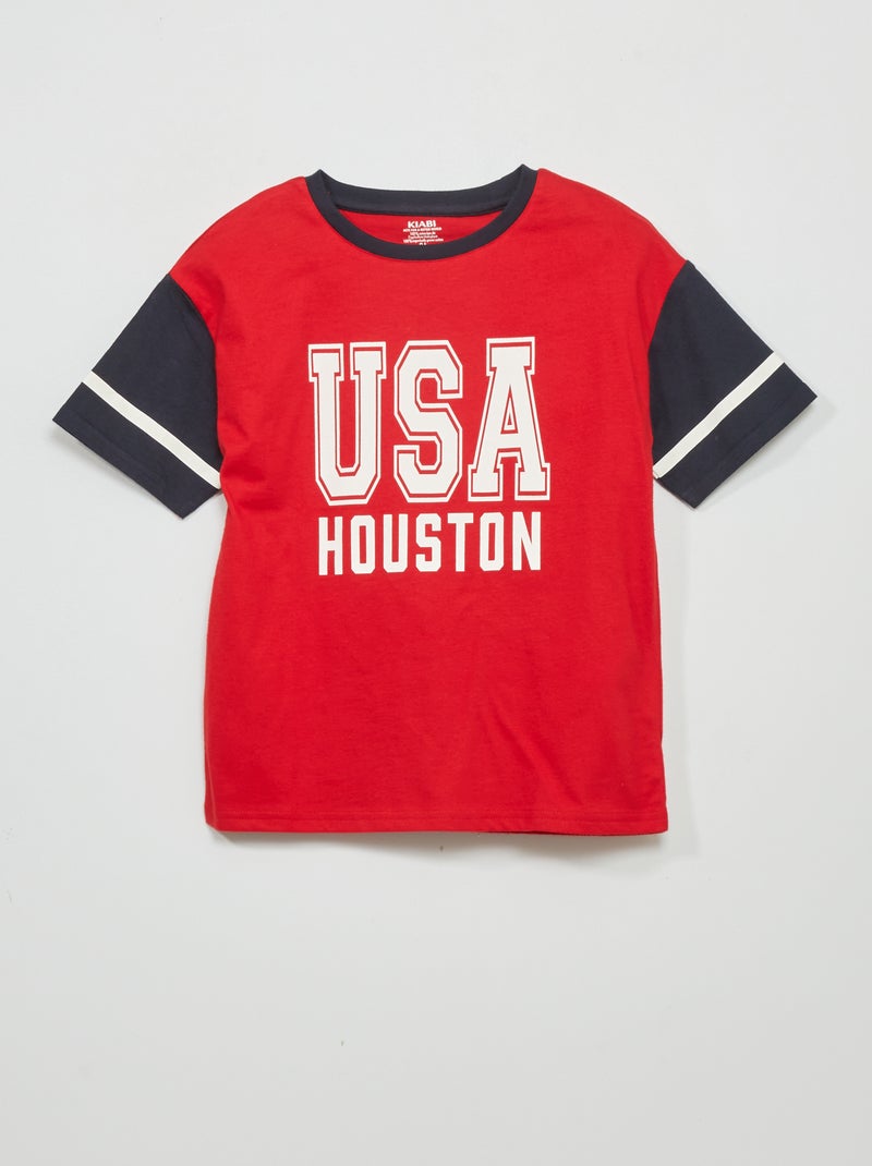 T-shirt imprimé 'USA' 'Houston' Rouge - Kiabi