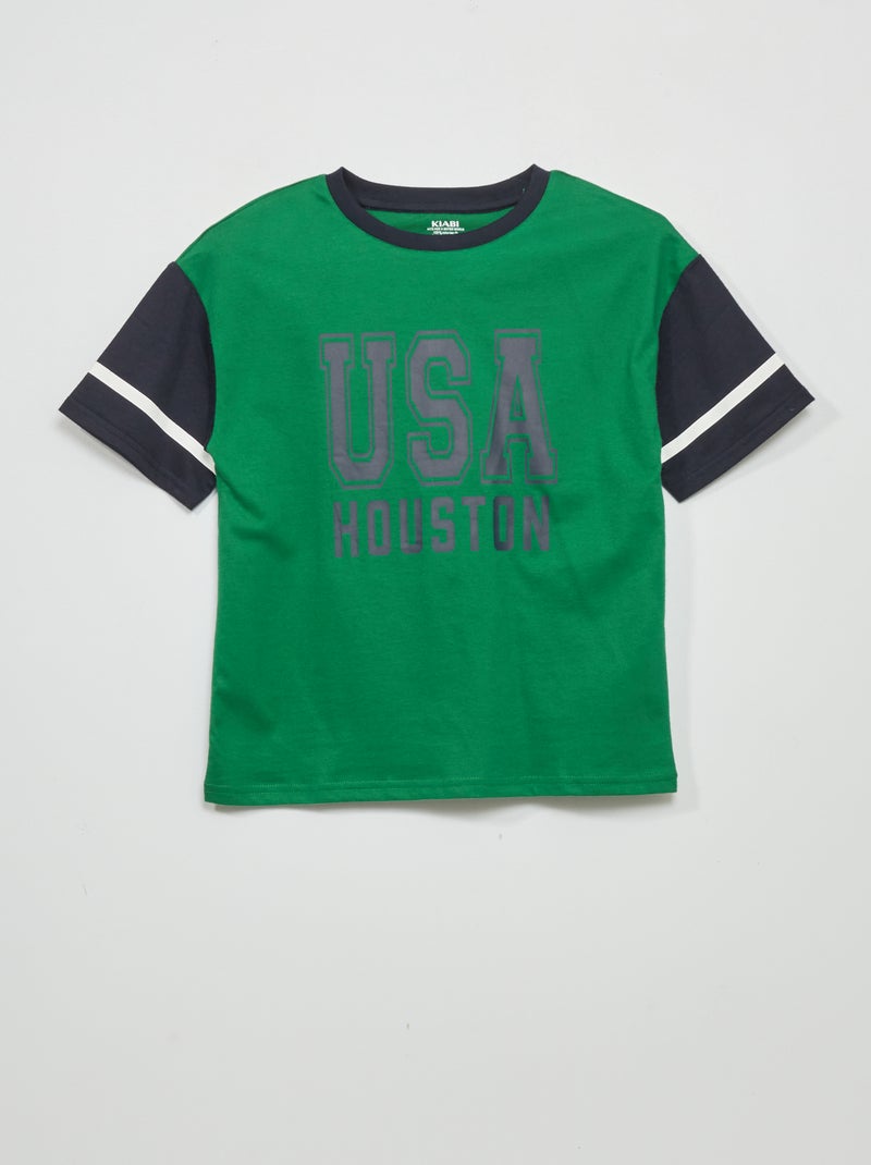 T-shirt imprimé 'USA' 'Houston' Vert - Kiabi
