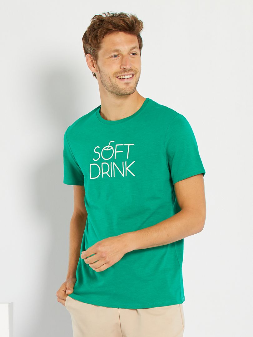 T-shirt imprimé vert drink - Kiabi