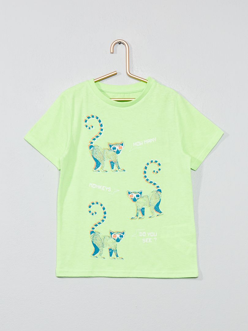 T-shirt imprimé vert fluo - Kiabi