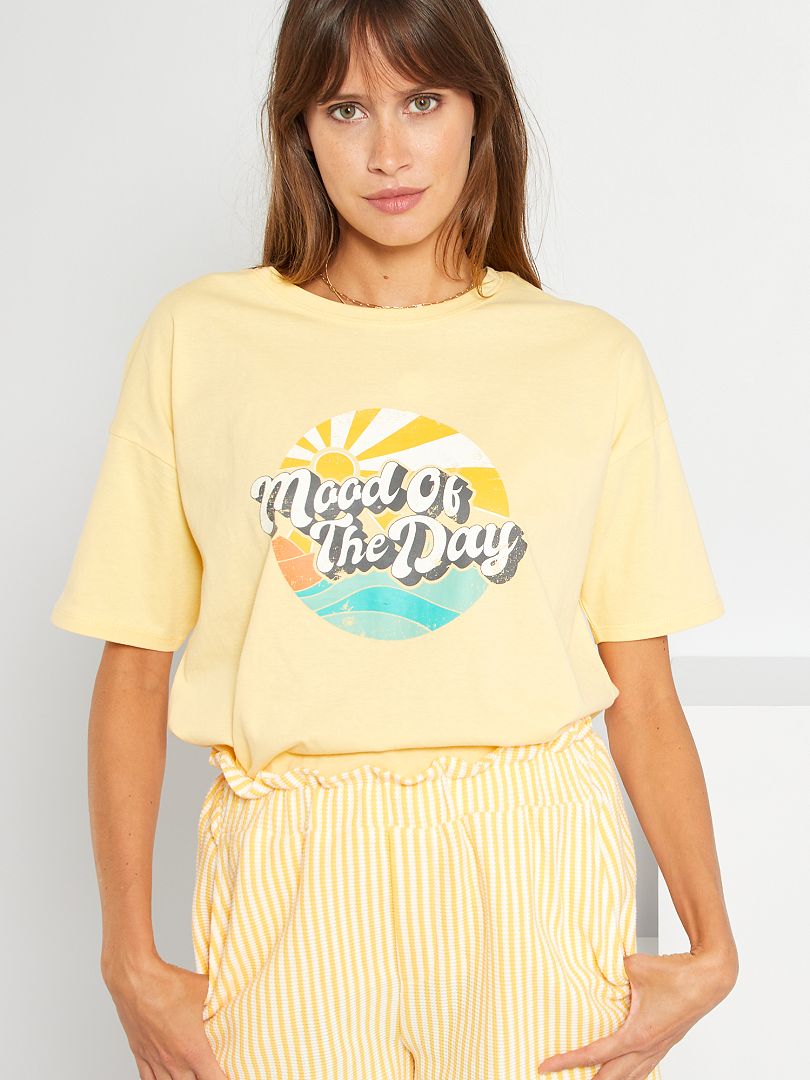 T-shirt imprimé vintage jaune - Kiabi