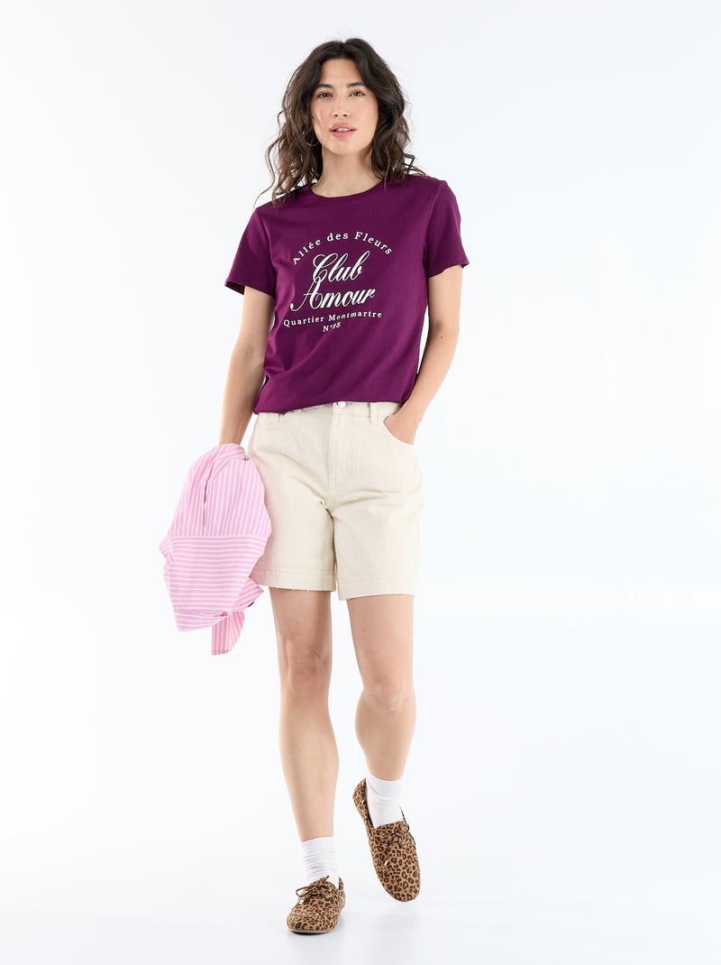 T-shirt imprimé Violet - Kiabi